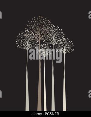 Gruppe von Bäumen auf einem dunklen Hintergrund Stock Vektor