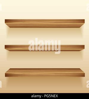 Leere Holz Regale an der Wand Stock Vektor