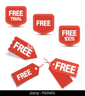 Rot frei Tags, Buttons und Icons für Websites Stock Vektor
