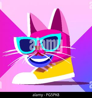 Minimale Surrealismus Vektor. Abstrakte Katze, Kitty. Kunst, Collage. Kreative surreal. Abbildung: Stock Vektor