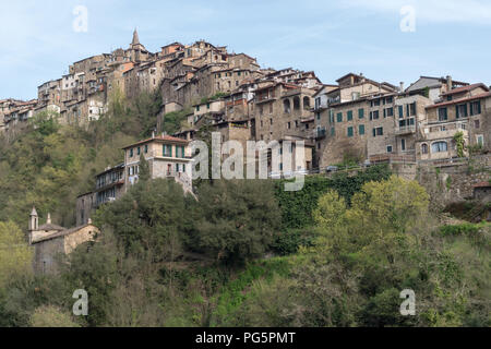 Apricale. Das alte Dorf in der Region Ligurien in Italien Stockfoto