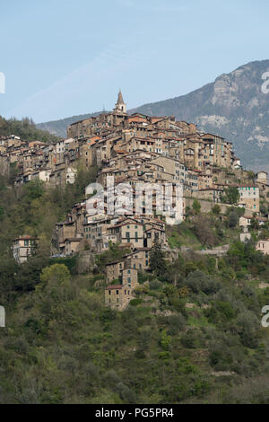 Apricale. Das alte Dorf in der Region Ligurien in Italien Stockfoto