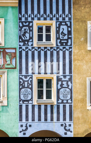 Eine bunt verzierte Gebäude der Renaissance Altstadt in Poznań (Posen), Polen Stockfoto