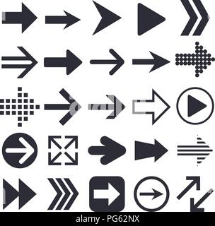 Schwarze Pfeile. Sammlung von Web Icons Stock Vektor