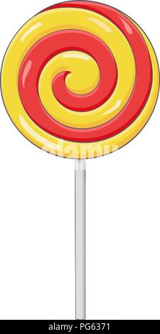 Rot und Gelb swirl Lollipop. Kandiszucker Stock Vektor