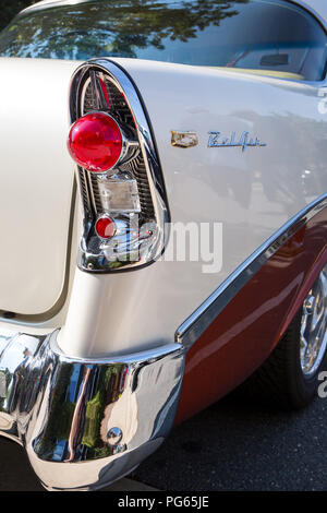 MATTHEWS, NC - 4. September 2017: 1956 Chevy Bel Air auf der Matthews Auto & Motorrad Reunion Show. Stockfoto