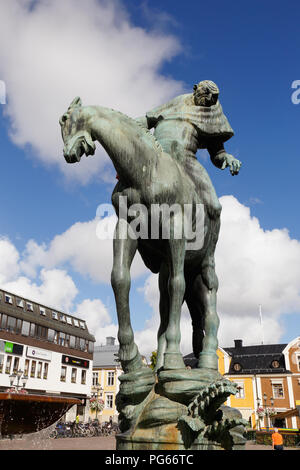 Linköping, Schweden - 21 August 2017: Folke Filbyter auf der Suche nach seiner Enkelin, Statue von Carl Milles, in der Stadt entfernt. Stockfoto