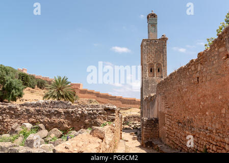 Alte Moschee in Chellah, einem ehemaligen Nekropole und römische Siedlung in Rabat, Marokko Stockfoto