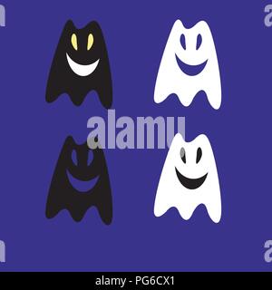 Vector Illustration Silhouetten der Geister in der Halloween Urlaub, flacher Stil Stock Vektor