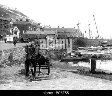 Hafen von Scarborough, Viktorianischen Periode Stockfoto