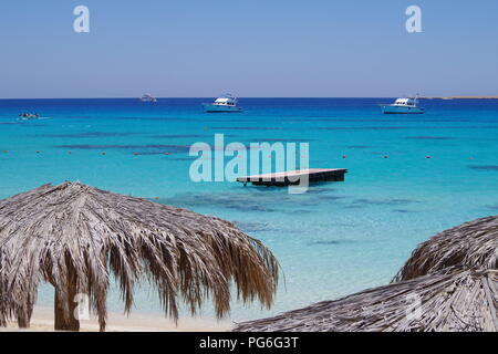 Meerblick vom Strand Giftun Insel Mahmya, am Roten Meer, Ägypten Stockfoto