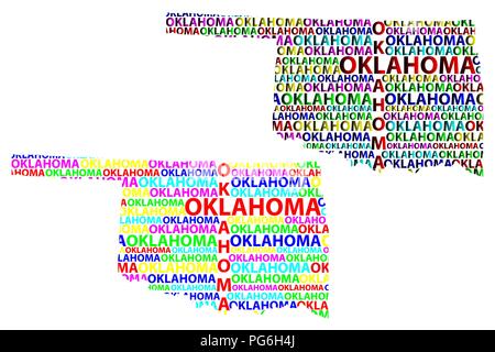 Skizze Oklahoma (USA) schreiben Text Karte, Oklahoma Karte - in der Form des Kontinents, Karte Oklahoma - Color Vector Illustration Stock Vektor