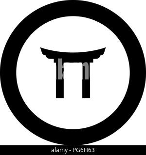 Chinesische Tor Symbol Farbe Schwarz im runden Kreis Vektor I Stock Vektor