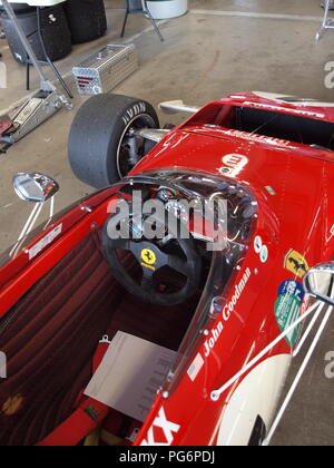 Restaurierte Ferrari Formel 1 Rennen auto einmal lief von Jacky Ickx bekannte französische Treiber. Dieses Auto war die Teilnahme an der historischen Rennen in Watkins Glen, New York Stockfoto