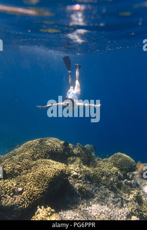 Indonesien, Bali, junge Frau Schnorcheln Stockfoto
