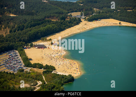 Beliebteste Strand der Ruhrgebiet ist am Silbersee II in Haltern am See entfernt, Sand und Wasser, Karibik Feeling, Lido, türkisfarbenem Wasser, Badegäste, Stockfoto