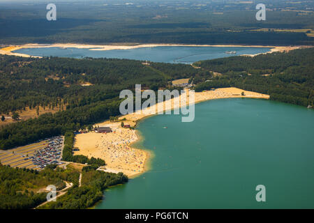 Beliebteste Strand der Ruhrgebiet ist am Silbersee II in Haltern am See entfernt, Sand und Wasser, Karibik Feeling, Lido, türkisfarbenem Wasser, Badegäste, Stockfoto