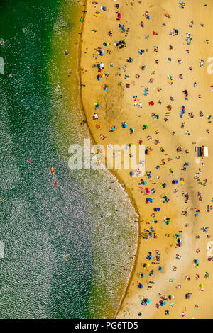 Beliebteste Strand der Ruhrgebiet ist am Silbersee II in Haltern am See entfernt, Sand und Wasser, Karibik Feeling, Lido, türkisfarbenem Wasser, Badegäste, Stockfoto