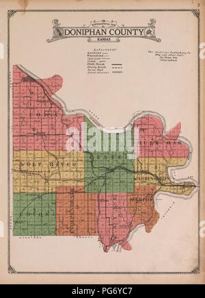 Atlas der Doniphan County, Kansas - mit Karten von Townships der Grafschaft, Karten von Staat, den Vereinigten Staaten und weltweit - Landwirte Verzeichnis, Analyse des Systems der USA land Umfragen. Stockfoto