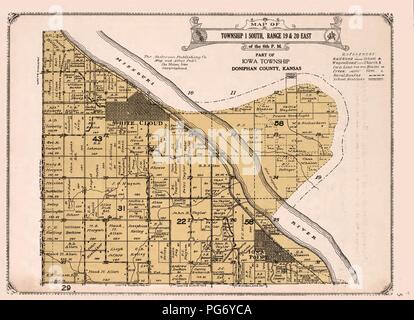 Atlas der Doniphan County, Kansas - mit Karten von Townships der Grafschaft, Karten von Staat, den Vereinigten Staaten und weltweit - Landwirte Verzeichnis, Analyse des Systems der USA land Umfragen. Stockfoto