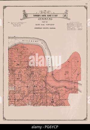 Atlas der Doniphan County, Kansas - mit Karten von Townships der Grafschaft, Karten von Staat, den Vereinigten Staaten und weltweit - Landwirte Verzeichnis, Analyse des Systems der USA land Umfragen. Stockfoto