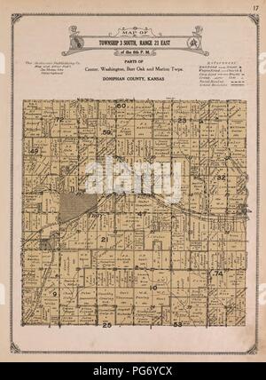 Atlas der Doniphan County, Kansas - mit Karten von Townships der Grafschaft, Karten von Staat, den Vereinigten Staaten und weltweit - Landwirte Verzeichnis, Analyse des Systems der USA land Umfragen. Stockfoto
