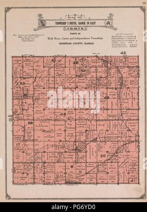 Atlas der Doniphan County, Kansas - mit Karten von Townships der Grafschaft, Karten von Staat, den Vereinigten Staaten und weltweit - Landwirte Verzeichnis, Analyse des Systems der USA land Umfragen. Stockfoto