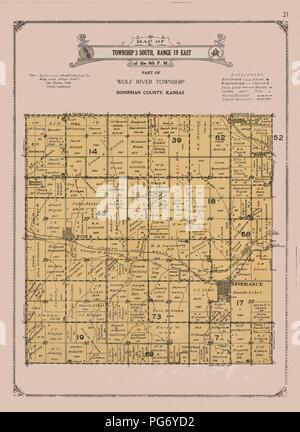Atlas der Doniphan County, Kansas - mit Karten von Townships der Grafschaft, Karten von Staat, den Vereinigten Staaten und weltweit - Landwirte Verzeichnis, Analyse des Systems der USA land Umfragen. Stockfoto