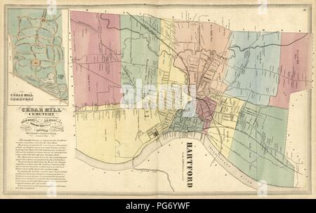 Atlas von Hartford und Tolland Grafschaften - mit einer Karte von Connecticut, von den tatsächlichen Erhebungen Stockfoto