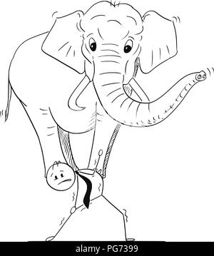 Cartoon von Geschäftsmann Elefant trägt auf seinem Rücken Stock Vektor