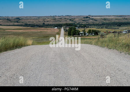 Schotterstraße in Montana Landschaft, USA Stockfoto