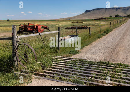 Rinder Ranch Wachmann am Eingang in den ländlichen Montana, USA Stockfoto