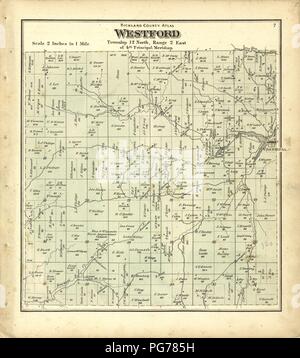 Atlas von Richland Co., Wisconsin - von der tatsächlichen Erhebungen und die Grafschaft Datensätze, an dem eine Rail Road & Schnitt Karte der Staat Wisconsin hinzugefügt erstellt Stockfoto