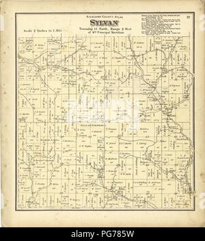 Atlas von Richland Co., Wisconsin - von der tatsächlichen Erhebungen und die Grafschaft Datensätze, an dem eine Rail Road & Schnitt Karte der Staat Wisconsin hinzugefügt erstellt Stockfoto