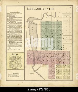 Atlas von Richland Co., Wisconsin - von der tatsächlichen Erhebungen und die Grafschaft Datensätze, an dem eine Rail Road & Schnitt Karte der Staat Wisconsin hinzugefügt erstellt Stockfoto