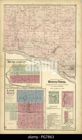 Atlas von Richland Co., Wisconsin - von der tatsächlichen Erhebungen und die Grafschaft Datensätze, an dem eine Rail Road & Schnitt Karte der Staat Wisconsin hinzugefügt erstellt Stockfoto