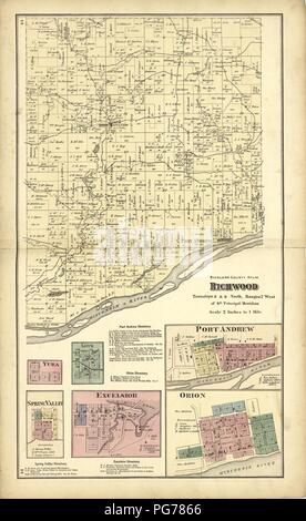 Atlas von Richland Co., Wisconsin - von der tatsächlichen Erhebungen und die Grafschaft Datensätze, an dem eine Rail Road & Schnitt Karte der Staat Wisconsin hinzugefügt erstellt Stockfoto