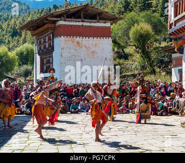 Traditionelles Festival in Bumthang, Bhutan Stockfoto