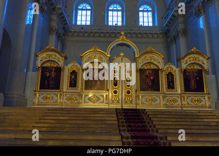 Saint Petersburg, Russland - Januar 5, 2018: das Innere der Smolny Kathedrale. Das Kloster wurde gebaut, Elizabeth zu Haus Stockfoto