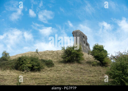 Dryslwyn Schloss liegt auf einem Felsvorsprung in der Towy Valley zwischen Llandeilo und Carmarthen, Pembrokeshire, Wales Stockfoto