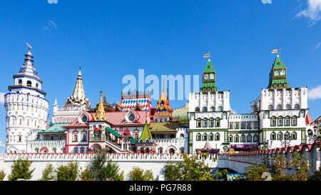 Moskau, Russland - 17. AUGUST 2018: Panoramablick auf Izmaylovskiy Kreml in Ismailowo in Moskau Stadt. Die kulturellen Komplex Kreml in Ismailowo fo war Stockfoto