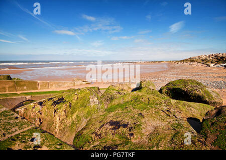 Ansicht vom Meer Verteidigung auf rossall Strand Stockfoto