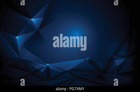 Vector 3D Geometrische, Polygon, Linie, Dreieck Muster Form für Tapeten oder Hintergrund. Abbildung: Low Poly, polygonalen Design mit dunklen Blau. Stock Vektor