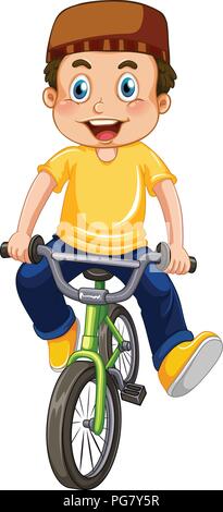 Ein muslimischer Junge Reiten Fahrrad Abbildung Stock Vektor