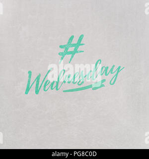 #Hashtag Mittwoch in Orange auf grauem Hintergrund geschrieben als Vorlage in handschriftlichen Stil Stockfoto