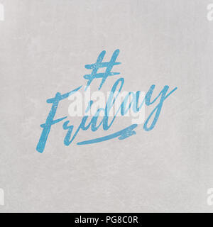 #Hashtag Freitag in Orange auf grauem Hintergrund geschrieben als Vorlage in handschriftlichen Stil Stockfoto