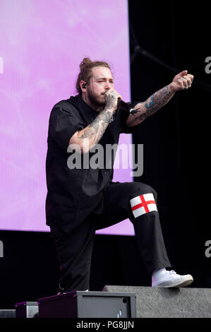 Post Malone tritt am Tag auf der Hauptbühne beim Lesefestival am 24. august 2018 auf Stockfoto