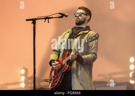 Liam Fray Der courteeners führt live auf der Bühne bei Leeds Festival, UK, 24 August, 2018. Stockfoto