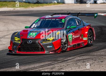 Bowmanville, KÖNNEN., 08. Jul 2018. 8. Juli 2018. Die Zahl 15 Lexus RC F GT3, angetrieben durch das Team von Jack Hawksworth und David Heinemeier Hansson, in der GT Daytona Serie, navigieren Sie die Haarnadel Nummer 5 Moos Ecke am 08 Juli, 2018 Canadian Tire Motorsport Park während der Mobil1 Sportwagen Grand Prix Wochenende. Credit: Victor Biro/ZUMA Draht/Alamy leben Nachrichten Stockfoto