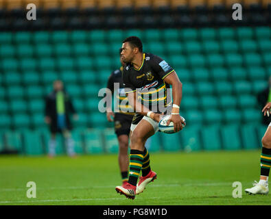 Northampton, Großbritannien. 24. August 2018. Luther Burrell von Northampton Heiligen während der Vor Saisonbeginn freundliches Spiel zwischen Northampton Saints und Glasgow Krieger am Franklin's Gardens. Credit: atsportphoto/Alamy leben Nachrichten Stockfoto